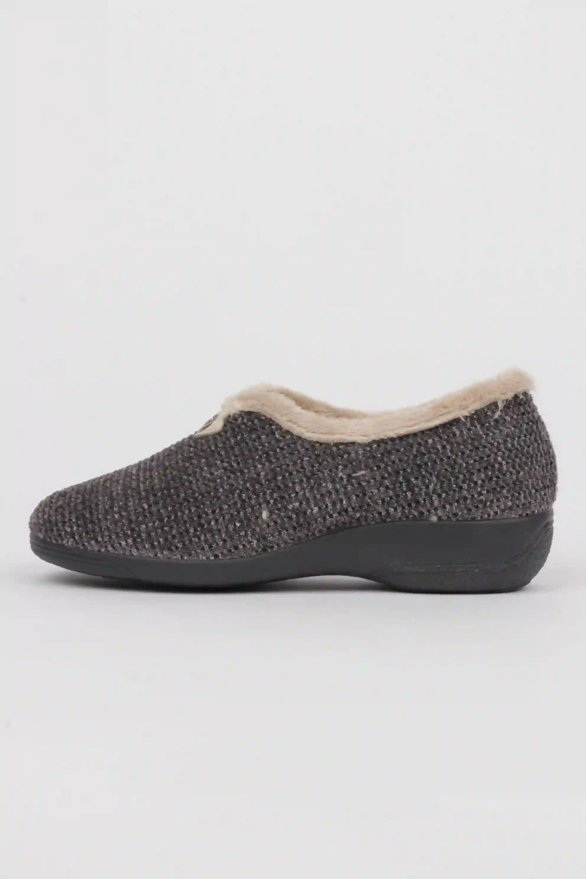 Zapatillas Casa Mujer Con Cuña Color Gris