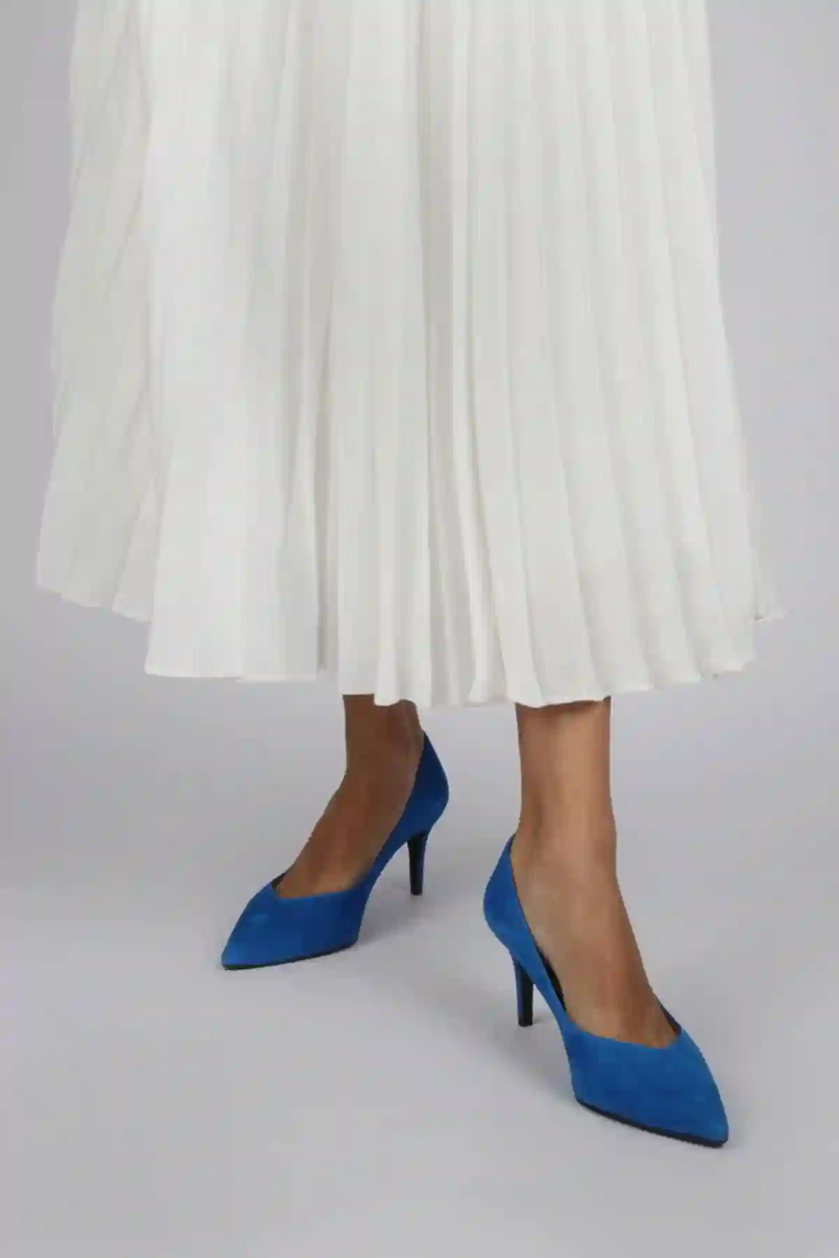 Zapatos Stilettos ante Azulón Escote Corazón