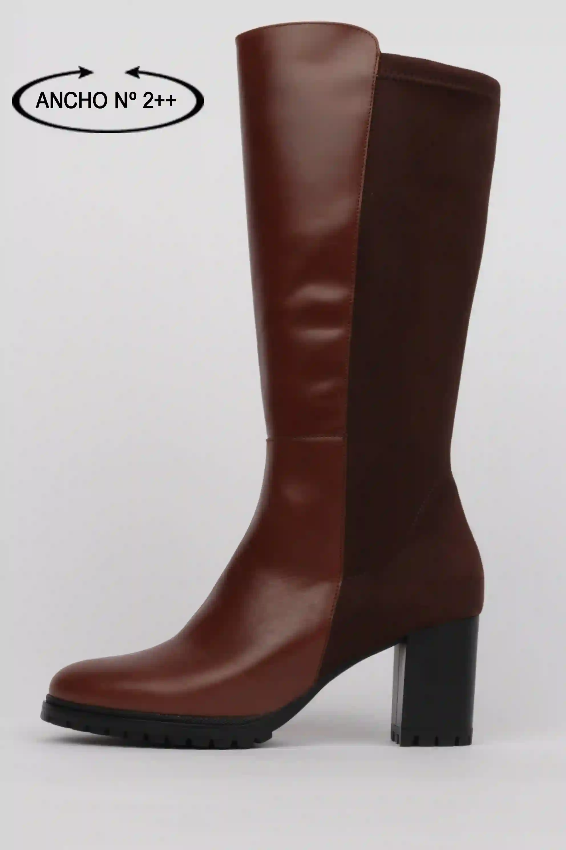 Botas Tacón Elássticas y Piel Marrones