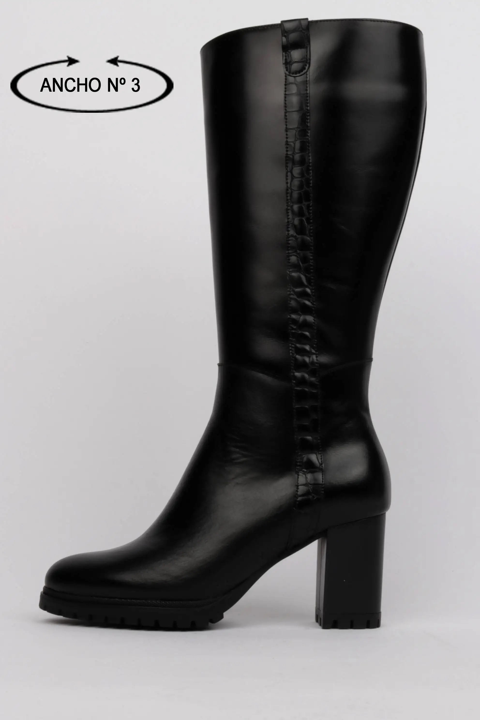 Botas altas caña ancla negras tacón