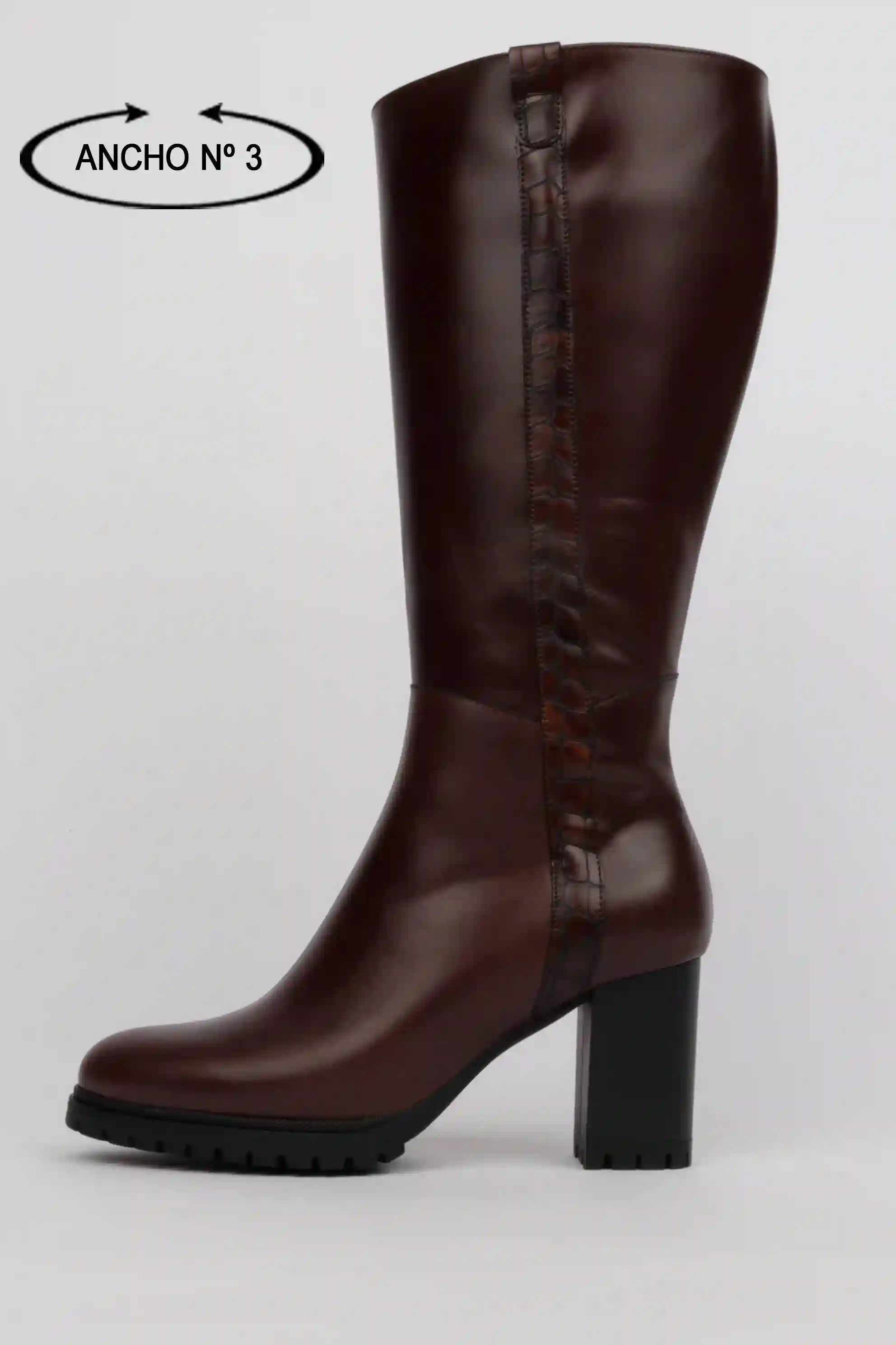 Botas Altas Marrones Tacón Caña Ancha XL