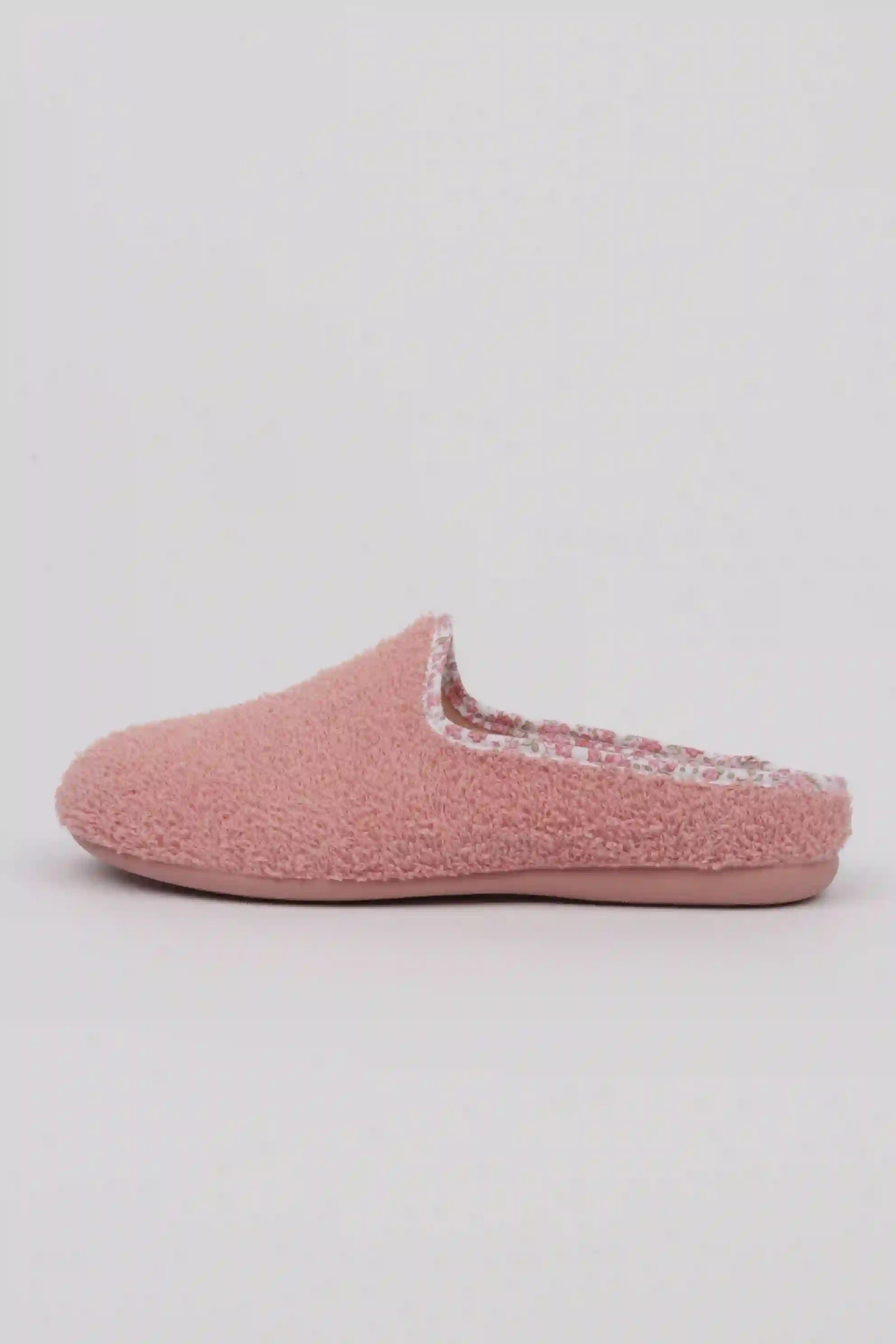 Zapatillas casa mujer punta cerrada rizo rosa