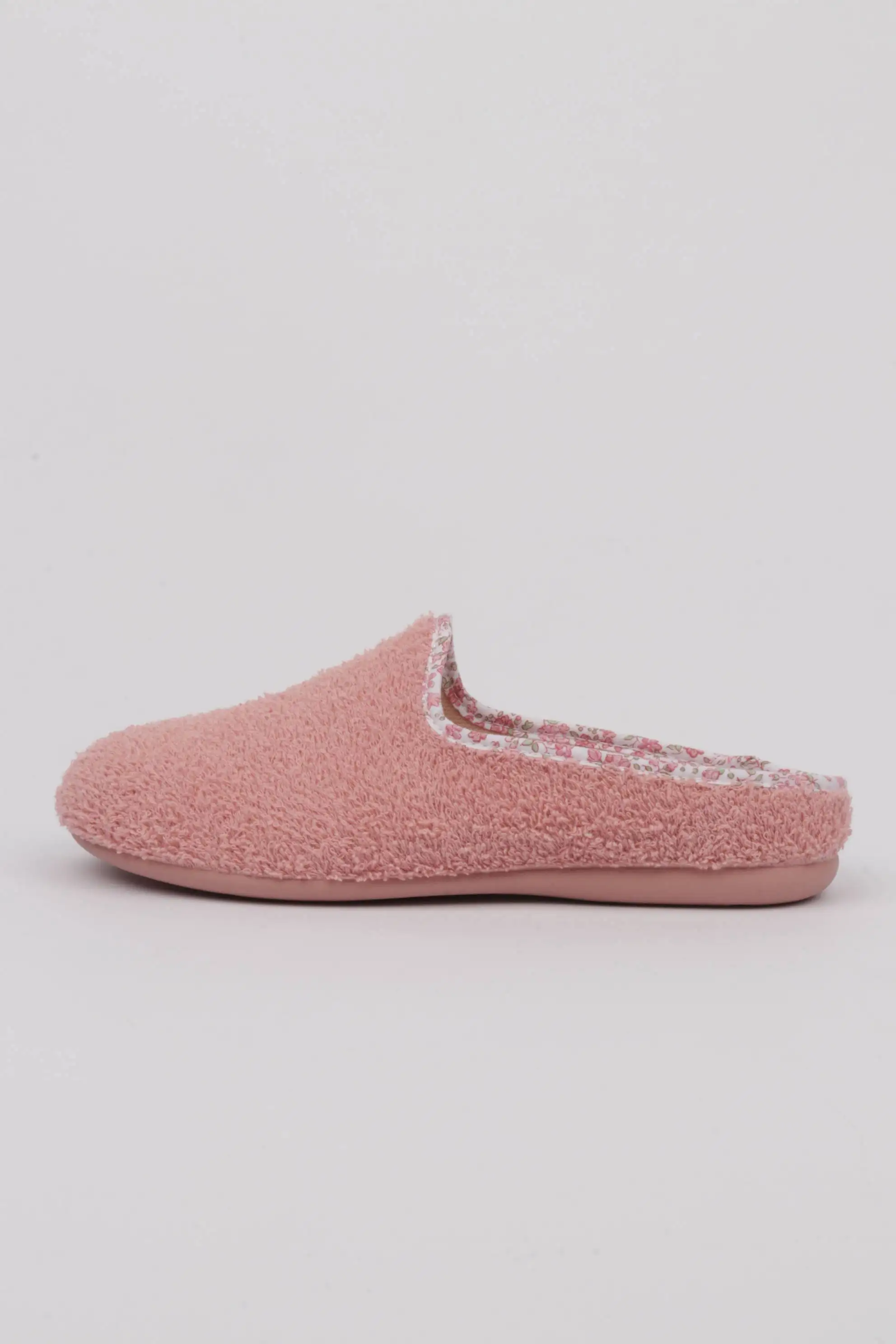 Zapatillas casa mujer punta cerrada rizo rosa