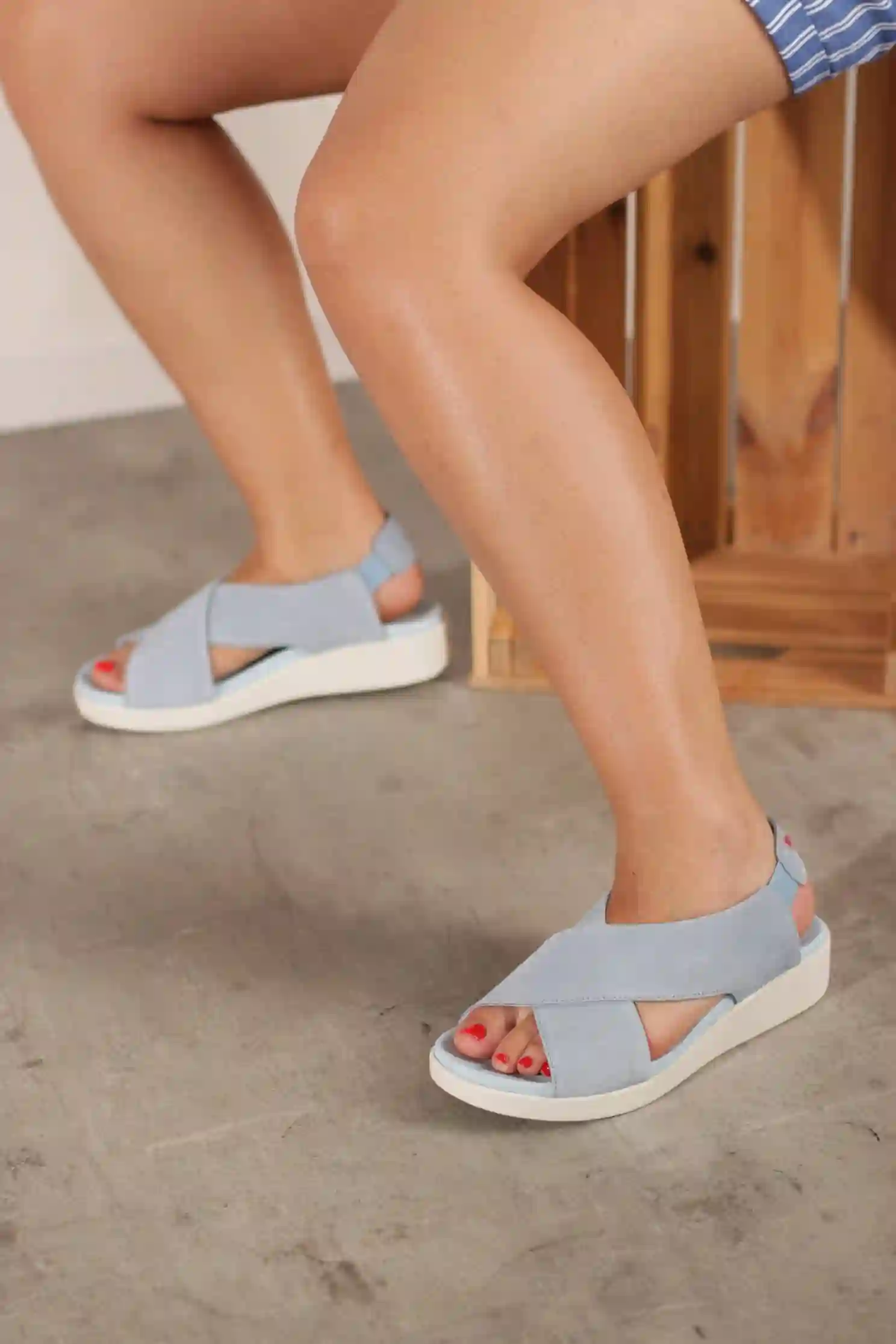 Sandalias bio Mujer color celeste