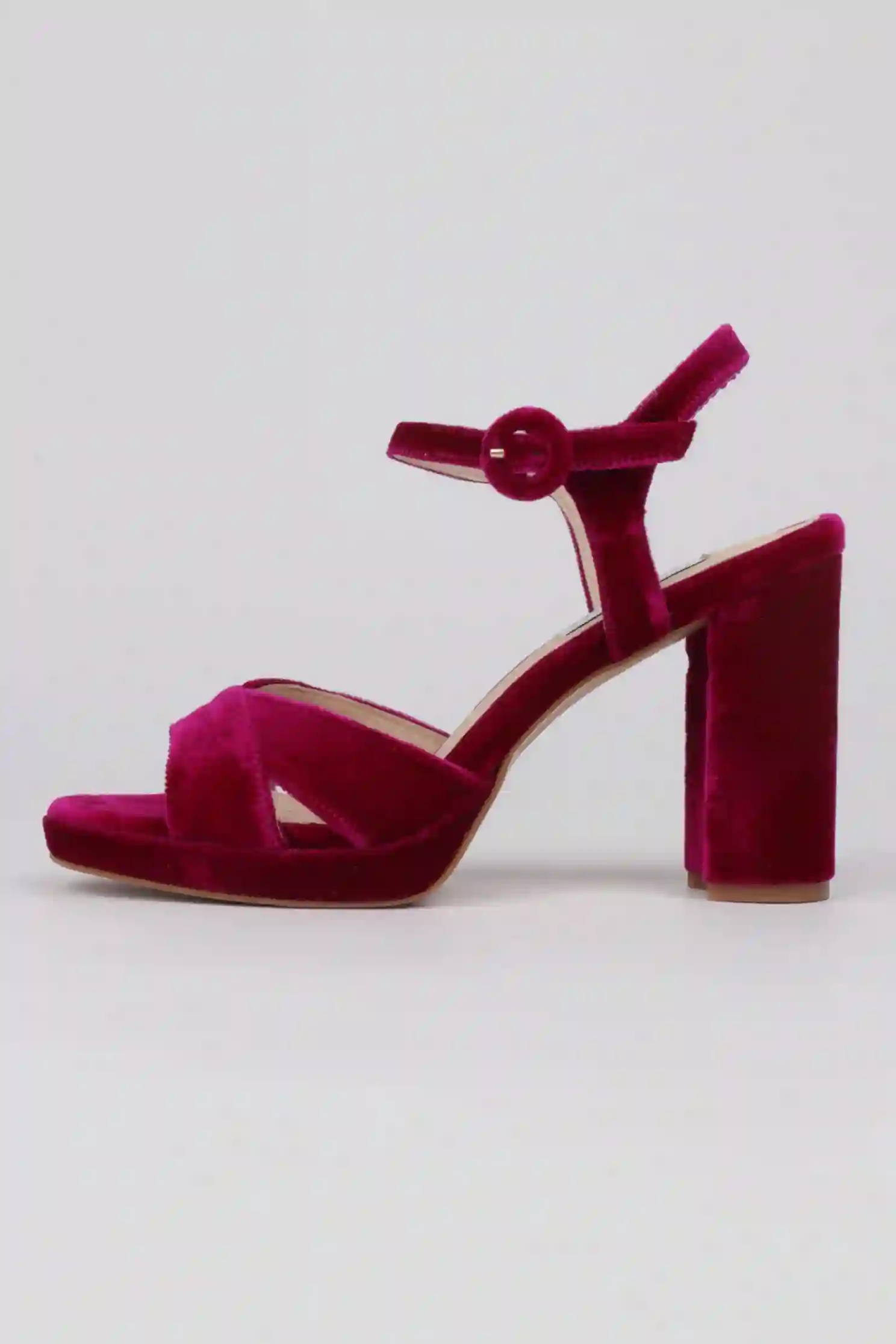 Sandalias Terciopelo Burdeos
