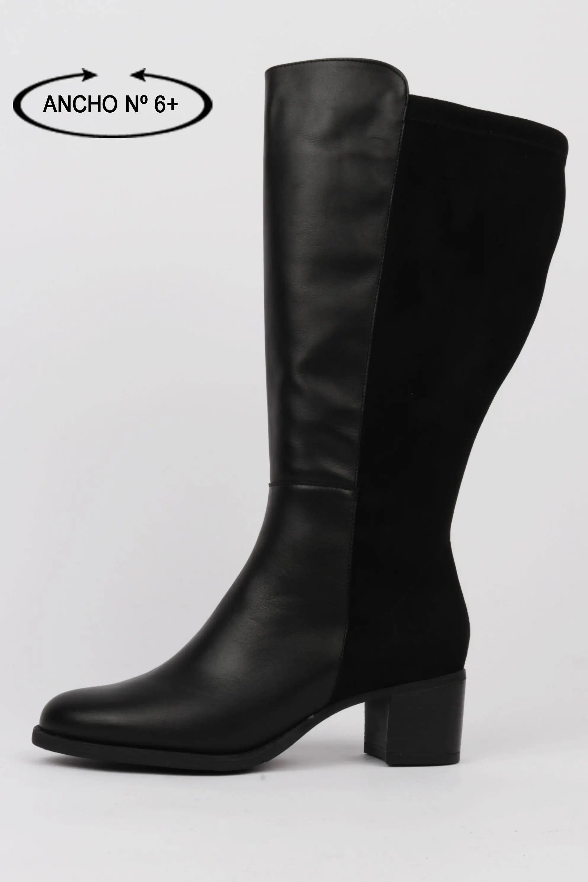 Botas elásticas negras mujer piernas anchas
