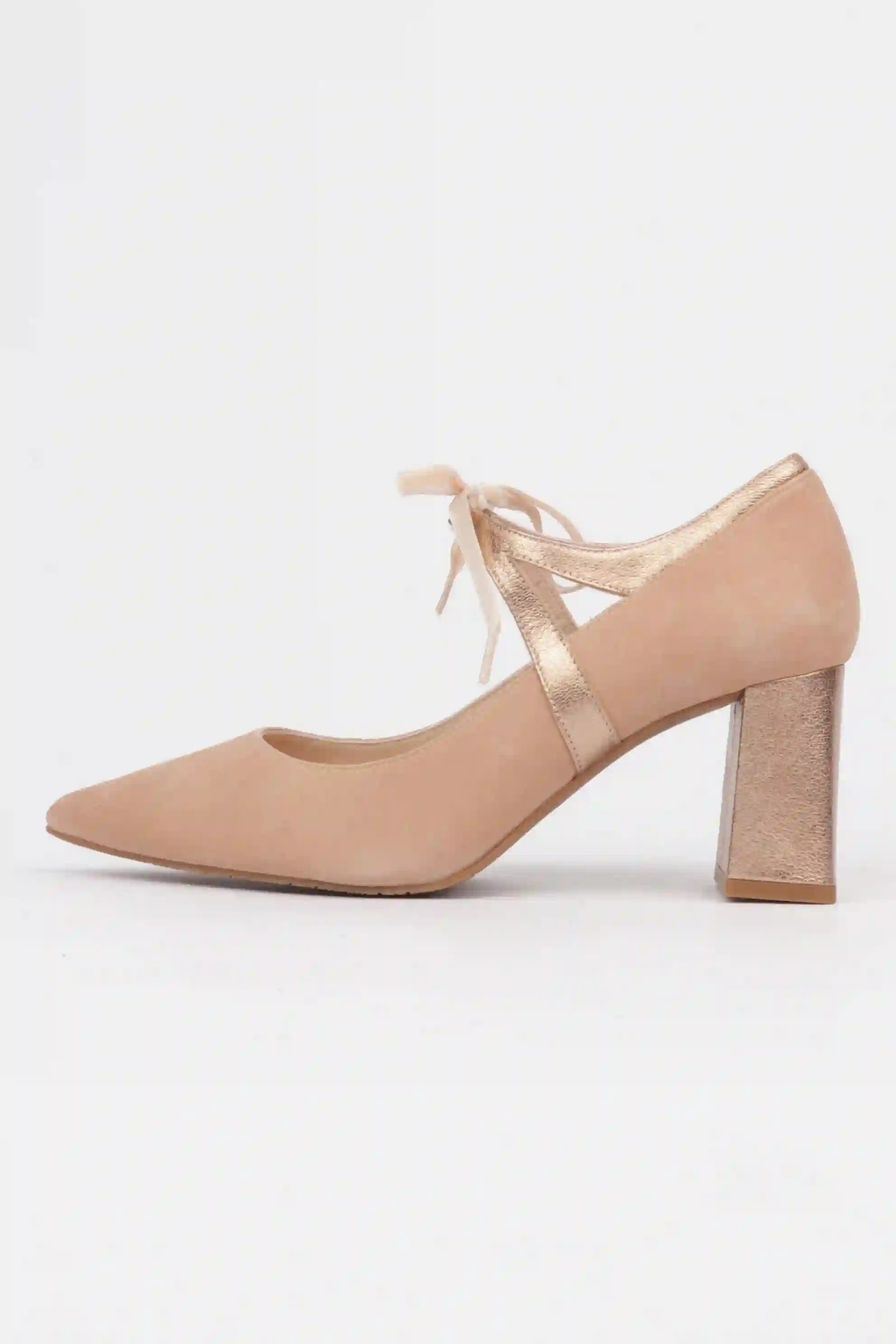 Zapatos Nude Detalle Lazada Terciopelo