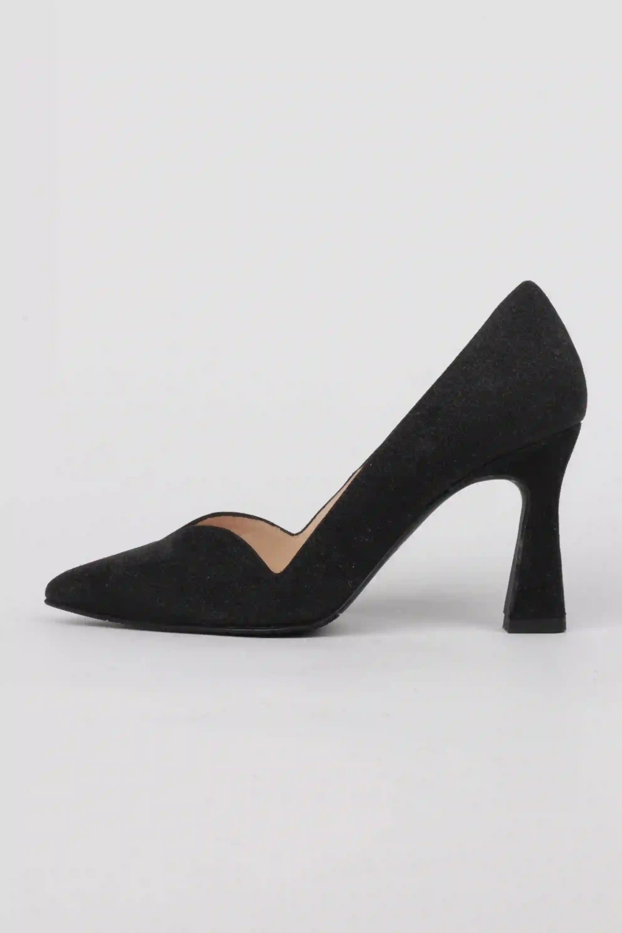 Zapatos Negros Glitter Detalle Escote Corazón