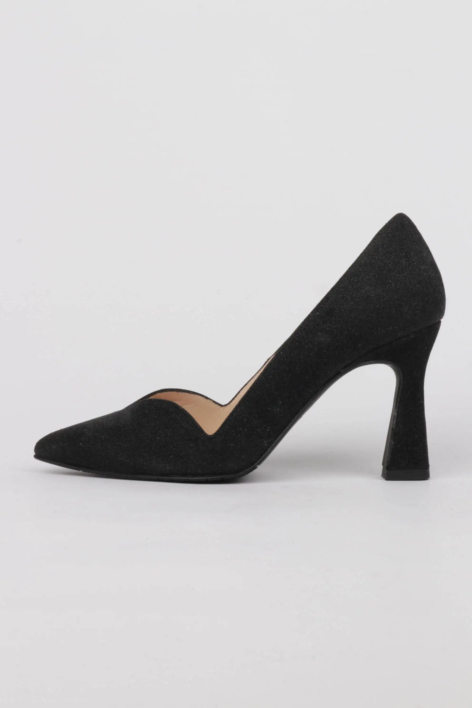 Zapatos Negros Glitter Detalle Escote Corazón