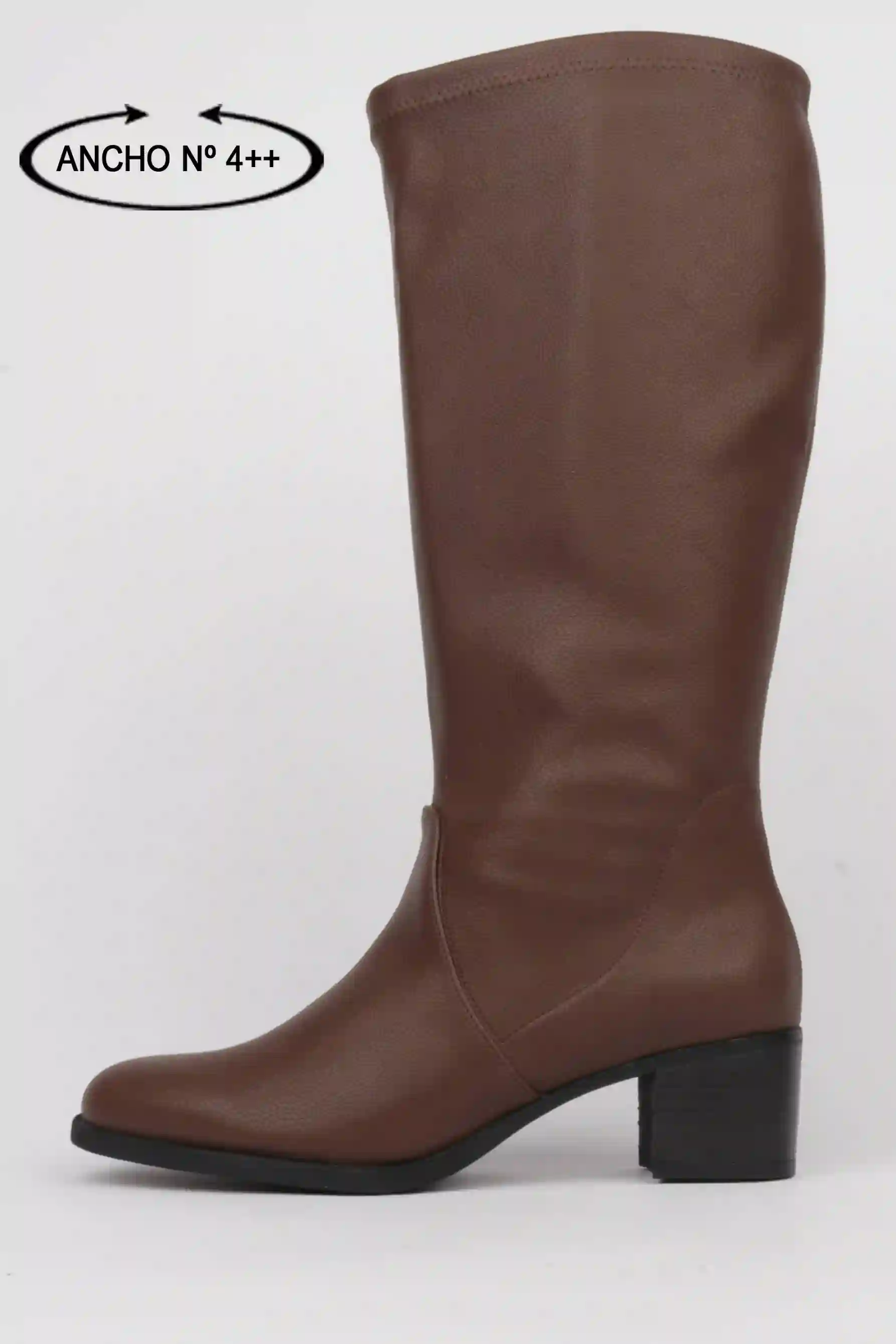 Botas marrones piel vegana elástica piernas anchas XL