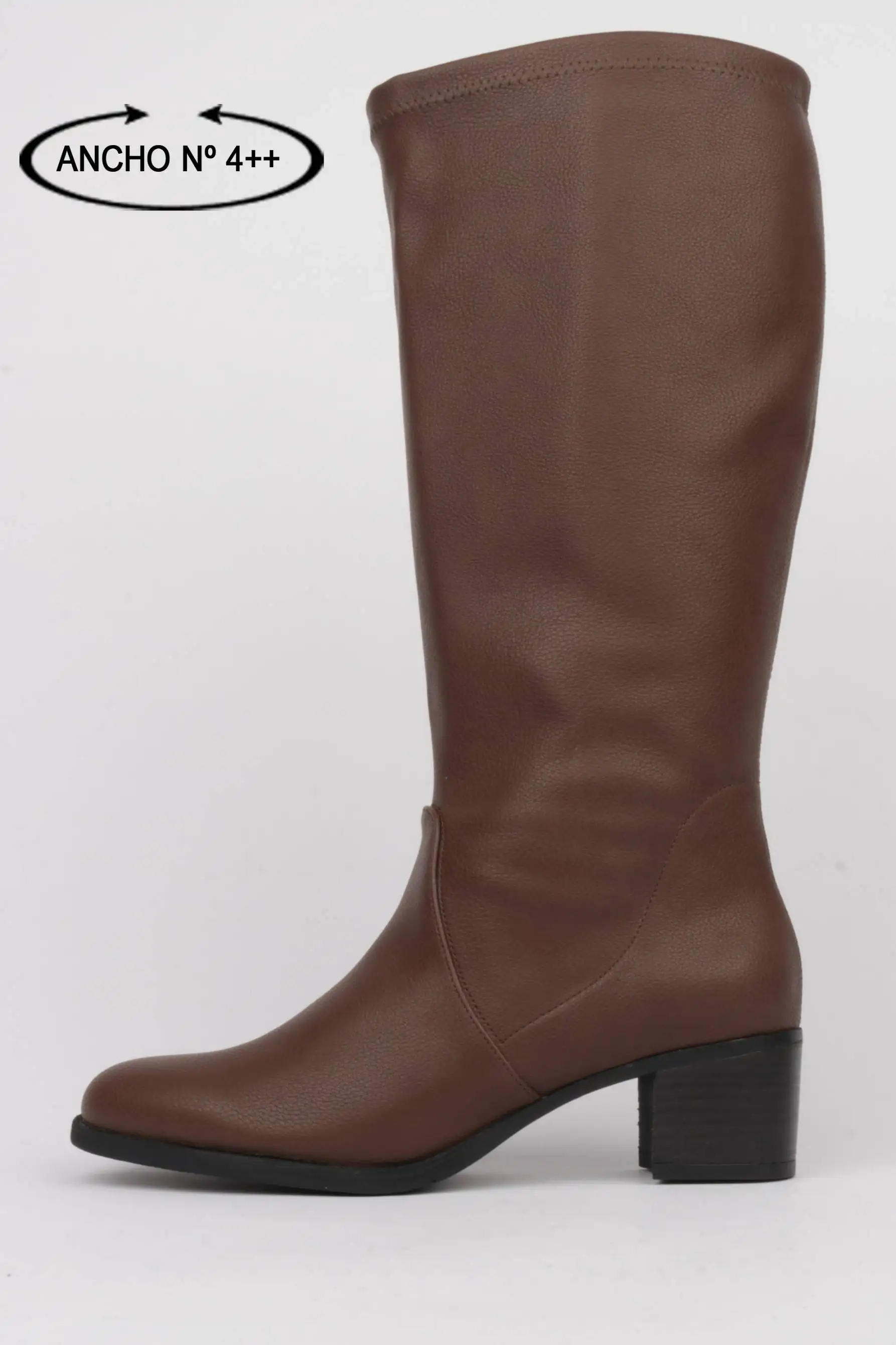 Botas marrones piel vegana elástica piernas anchas XL