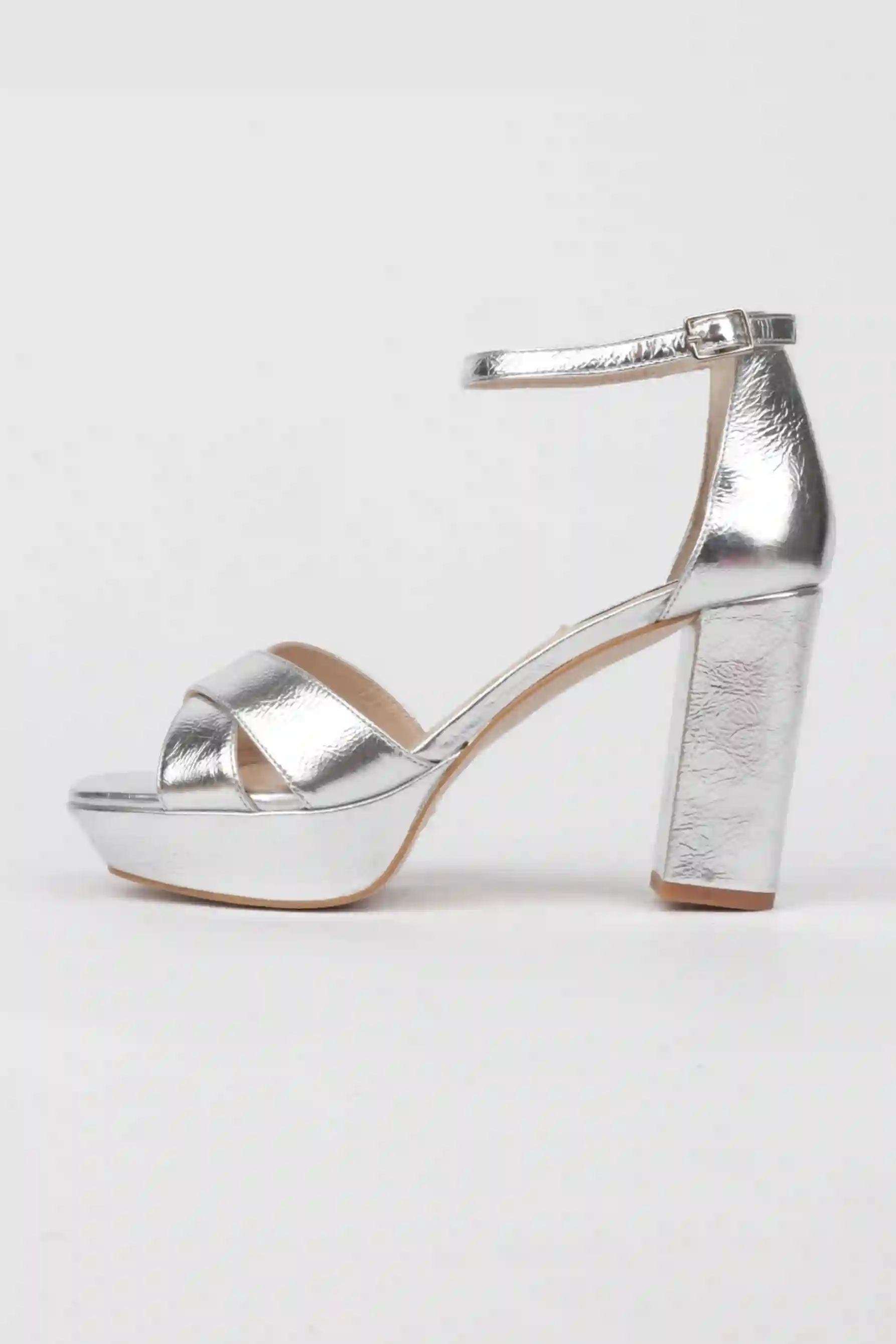 Sandalias Fiesta Plata Con Plataforma