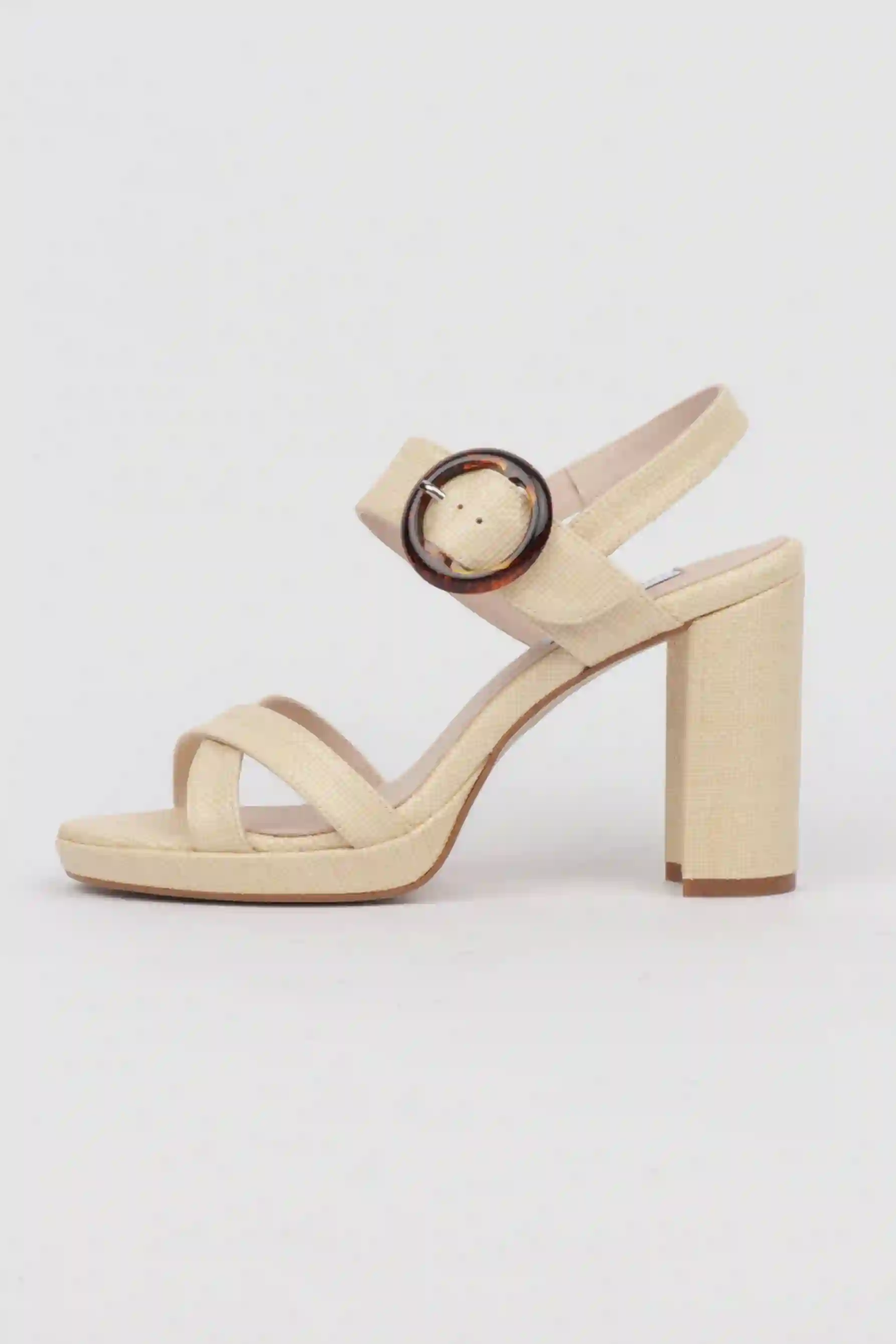 Sandalias Rafia Con Plataforma Detalle Hebilla Carey