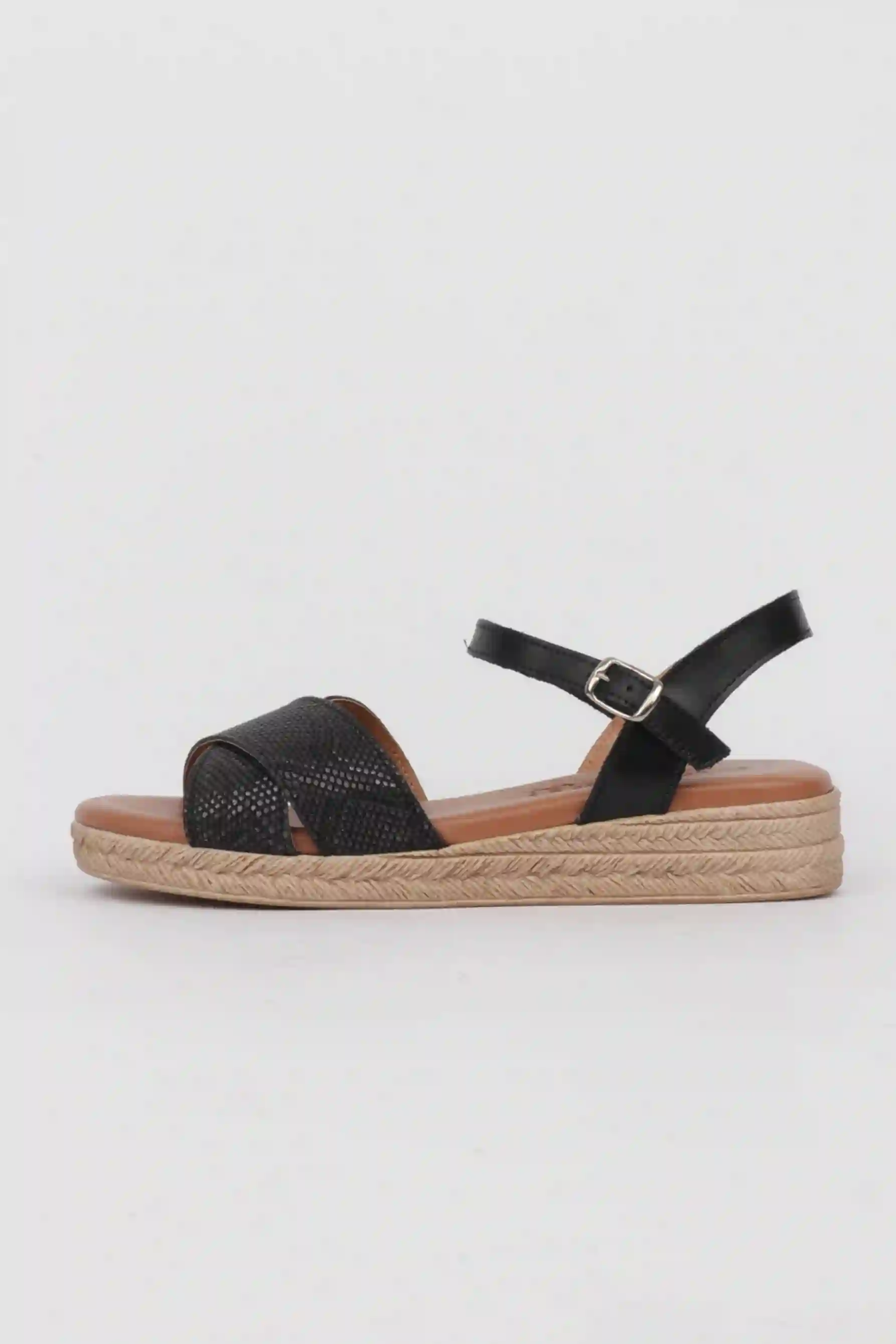Sandalias planas negras estampado animal