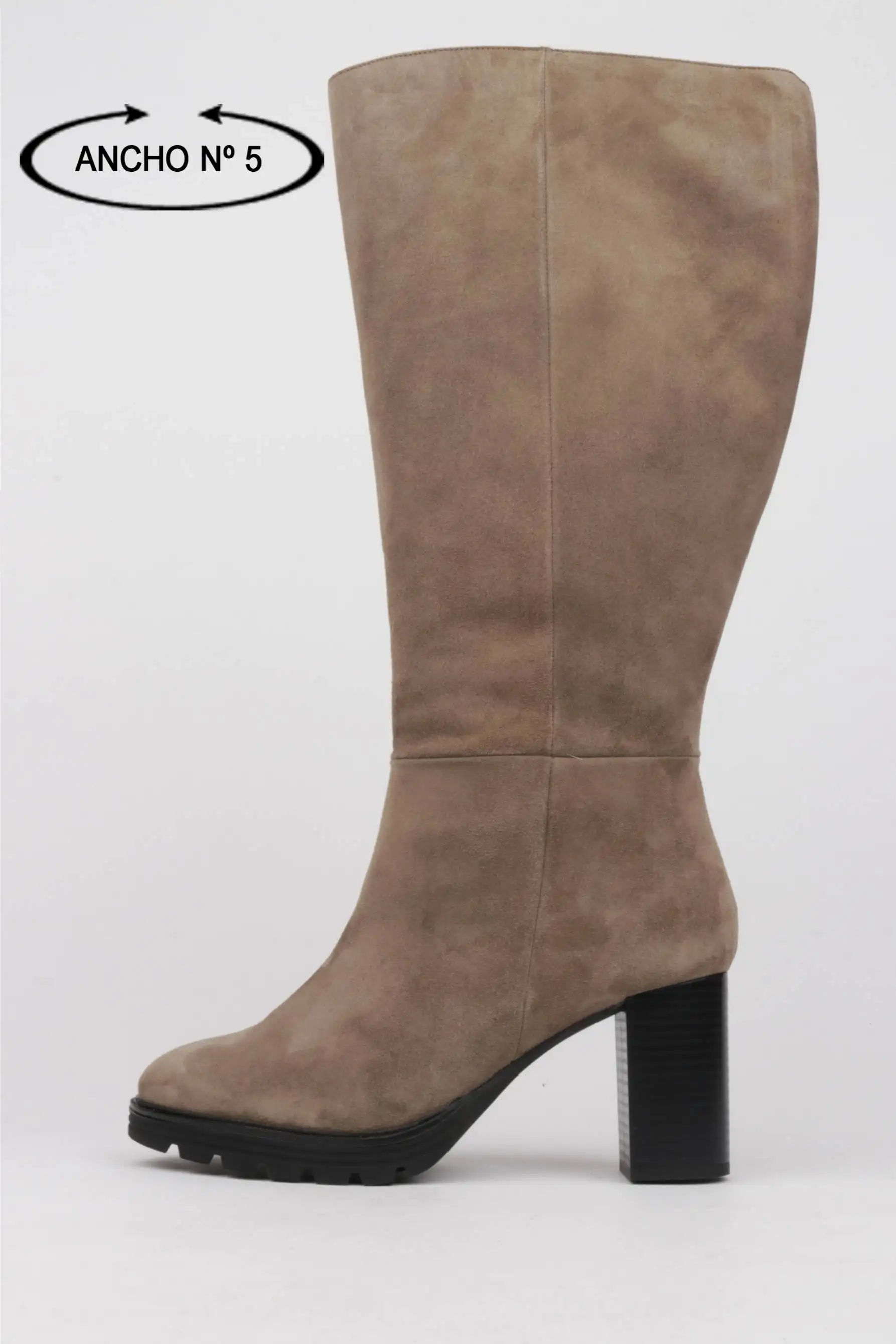 Botas altas plataforma ante taupe ancho pierna XXXL