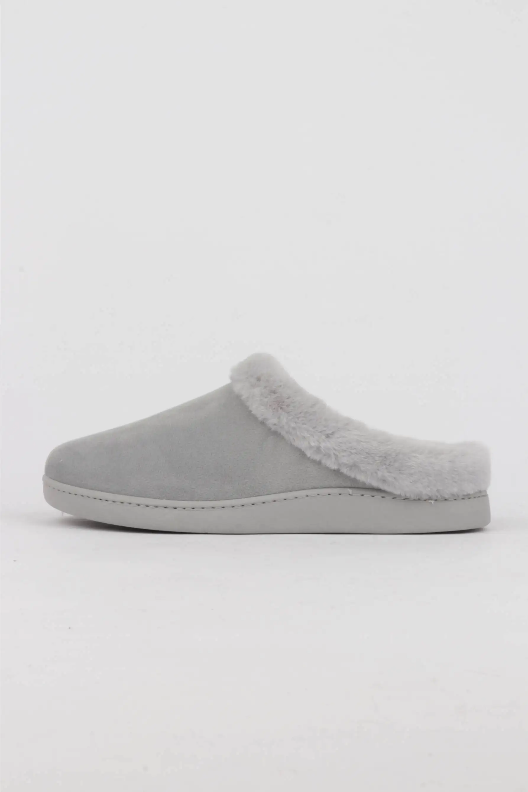 Zapatillas Casa Plana Mujer Detalle Pelo Gris