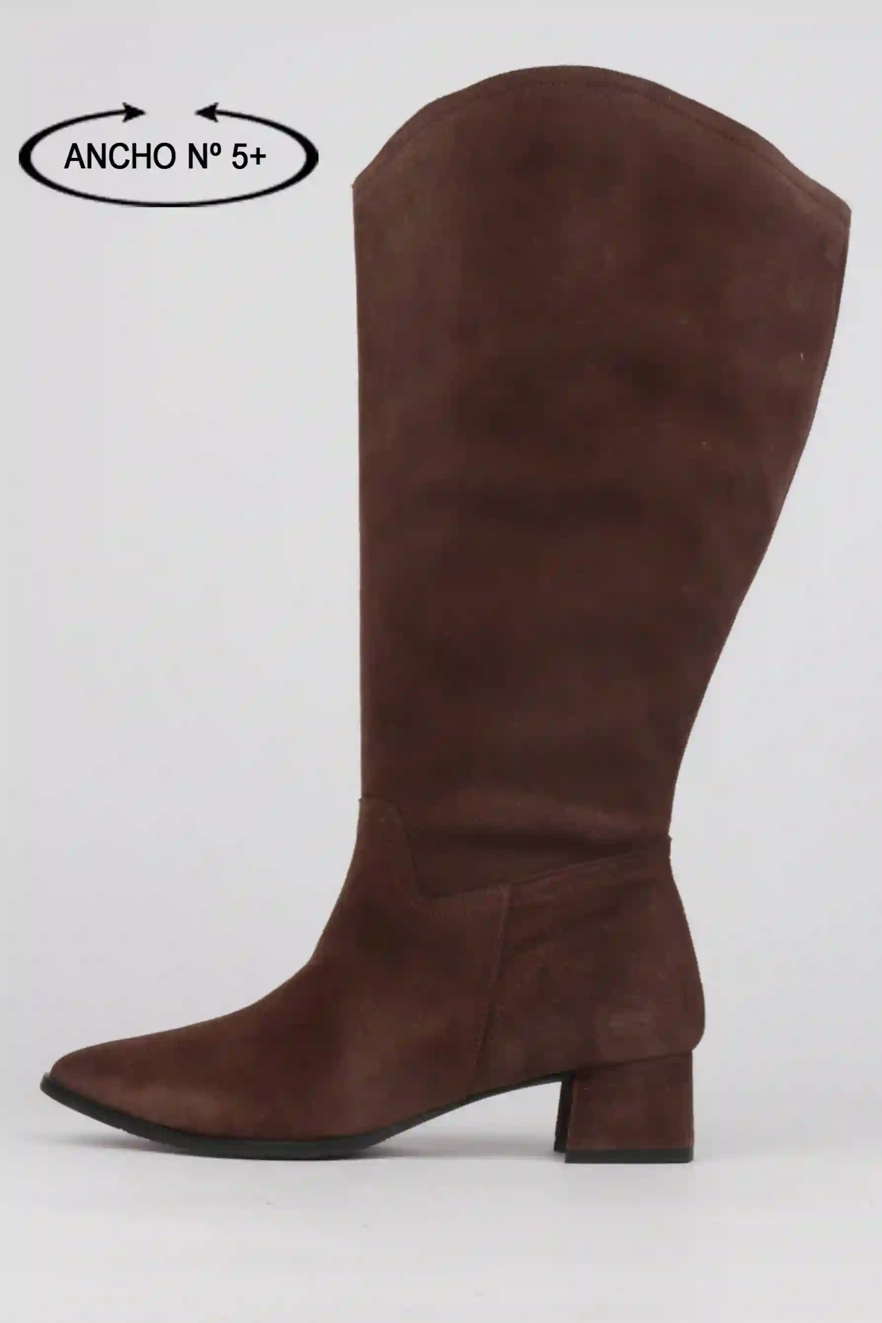 Botas Altas Marrones Tacón Bajo Ancho Pierna XXXL+
