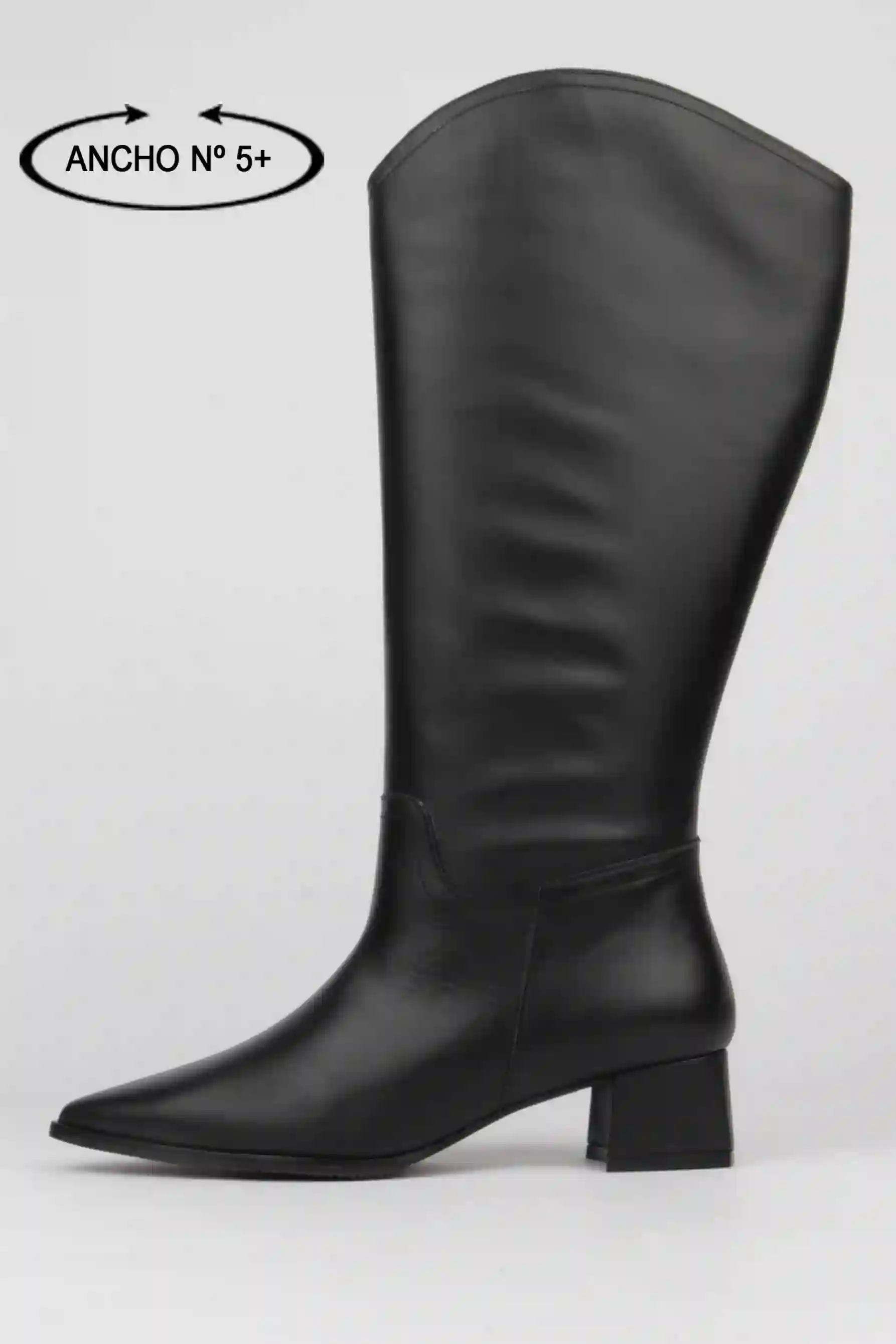 Botas altas negras Tacón Bajo Caña Ancha xxxl+