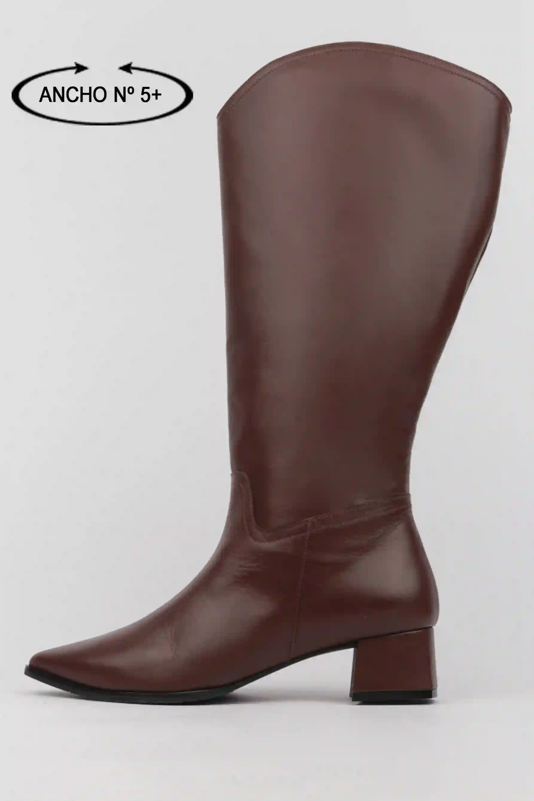 Botas Altas Marrones Tacón Bajo Caña Ancha XXXL+
