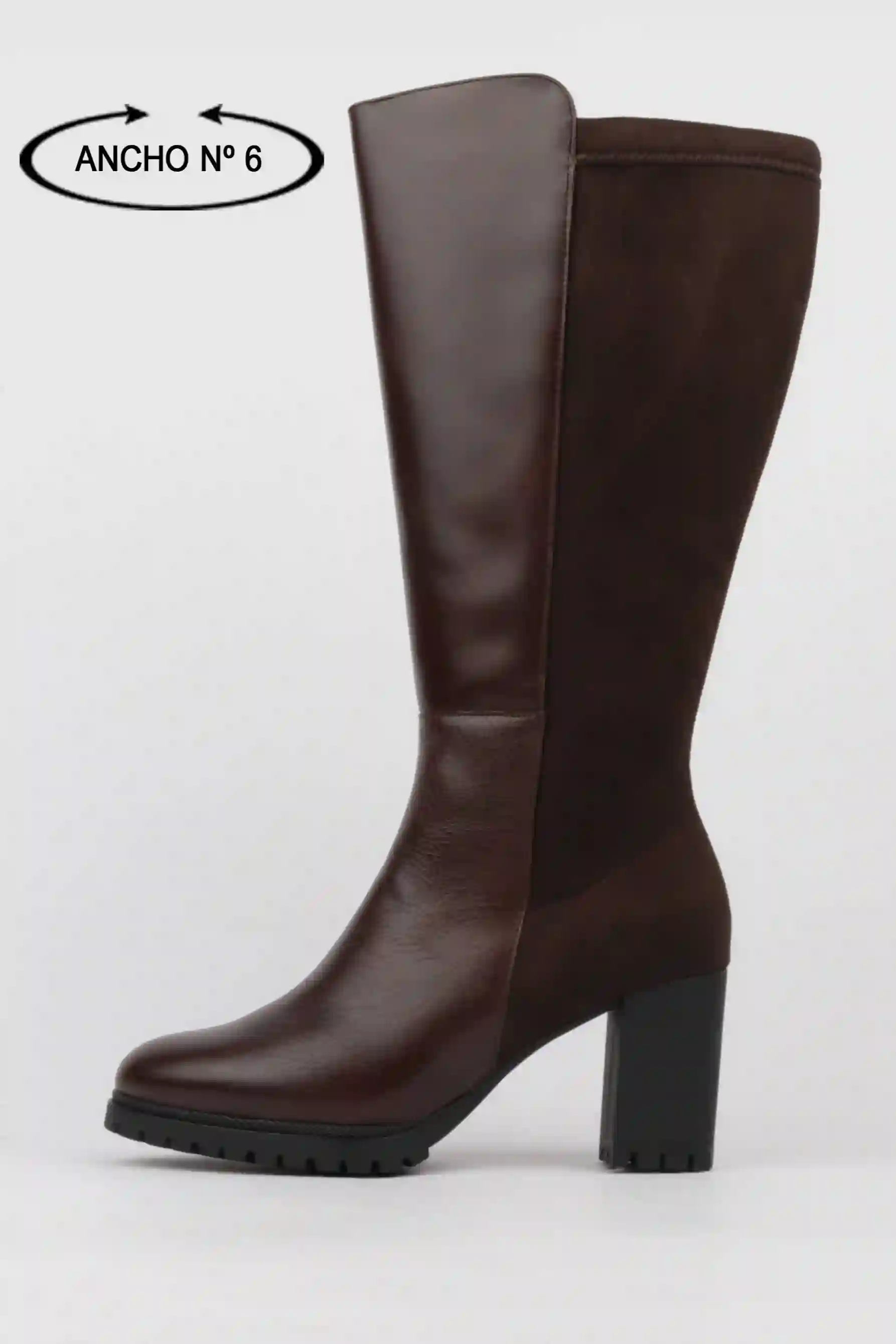 Botas altas marrones tacón detalle elástico XXXXL