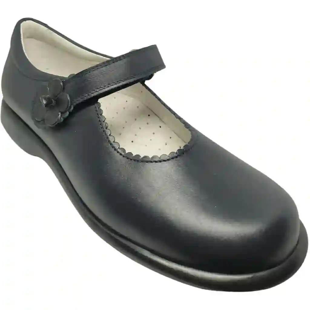 Merceditas Niña Piel Colegial Con Velcro