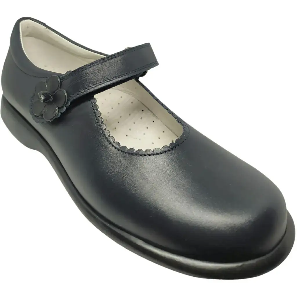 Merceditas Niña Piel Colegial Con Velcro