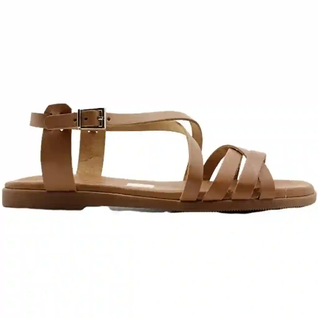 Sandalia de Piel Tiras Trenzado Acolchada