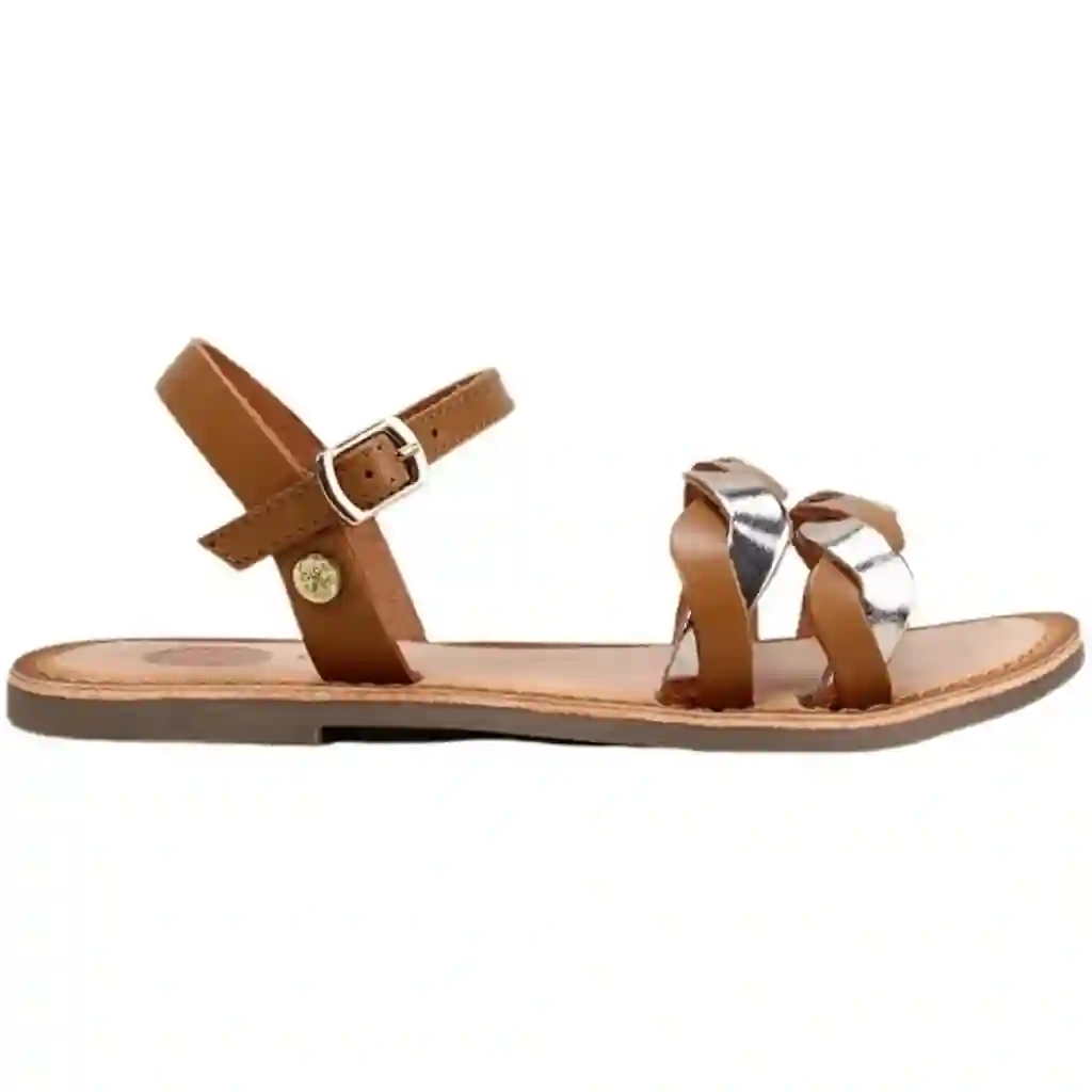 Sandalias de Piel Con Tacón Bajo Mujer