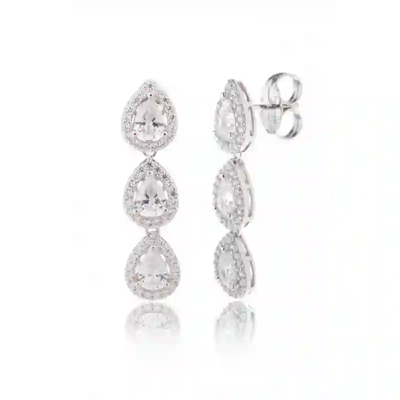 Pendientes para Novias en Plata Con Cirtonita Lagrima