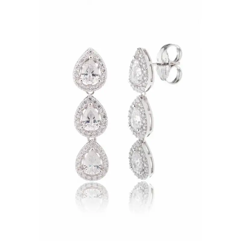 Pendientes para Novias en Plata Con Cirtonita Lagrima