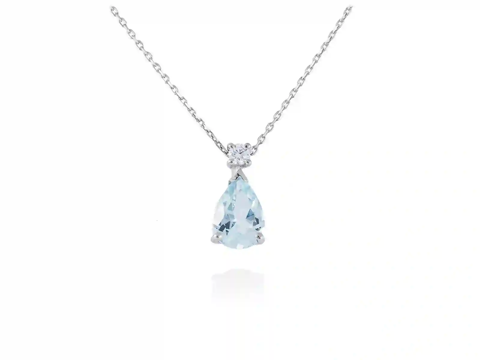 Gargantilla AGUAMARINA novia LAGRIMA en Oro blanco 18Kt. y diamante