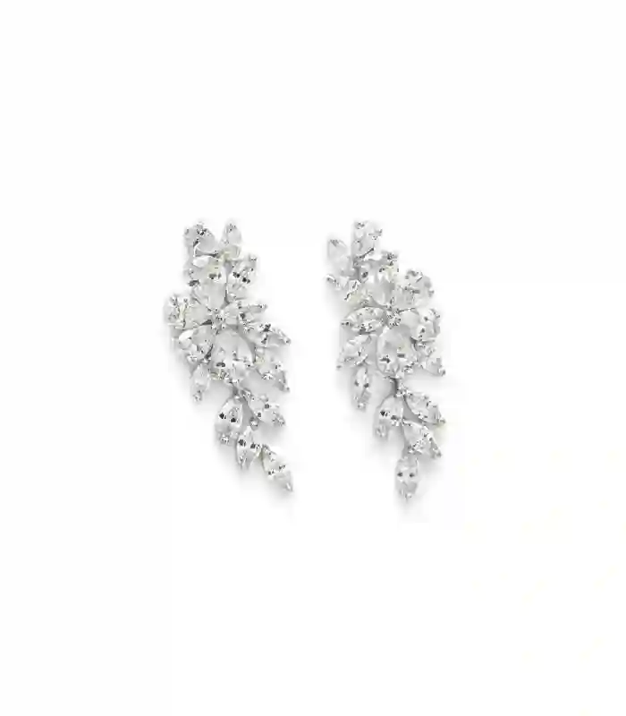 Pendientes Largos Novia Plata Estilo Nature