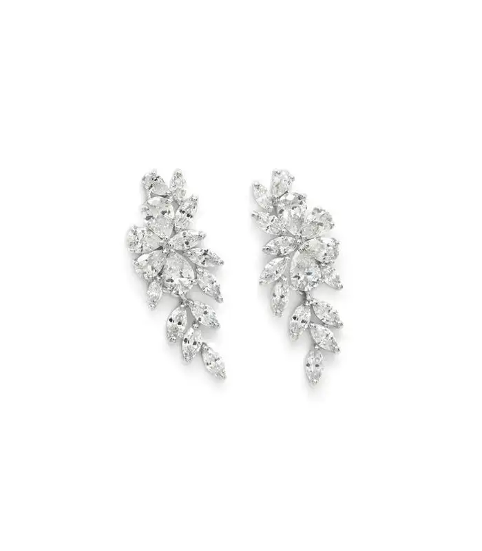 Pendientes Largos Novia Plata Estilo Nature