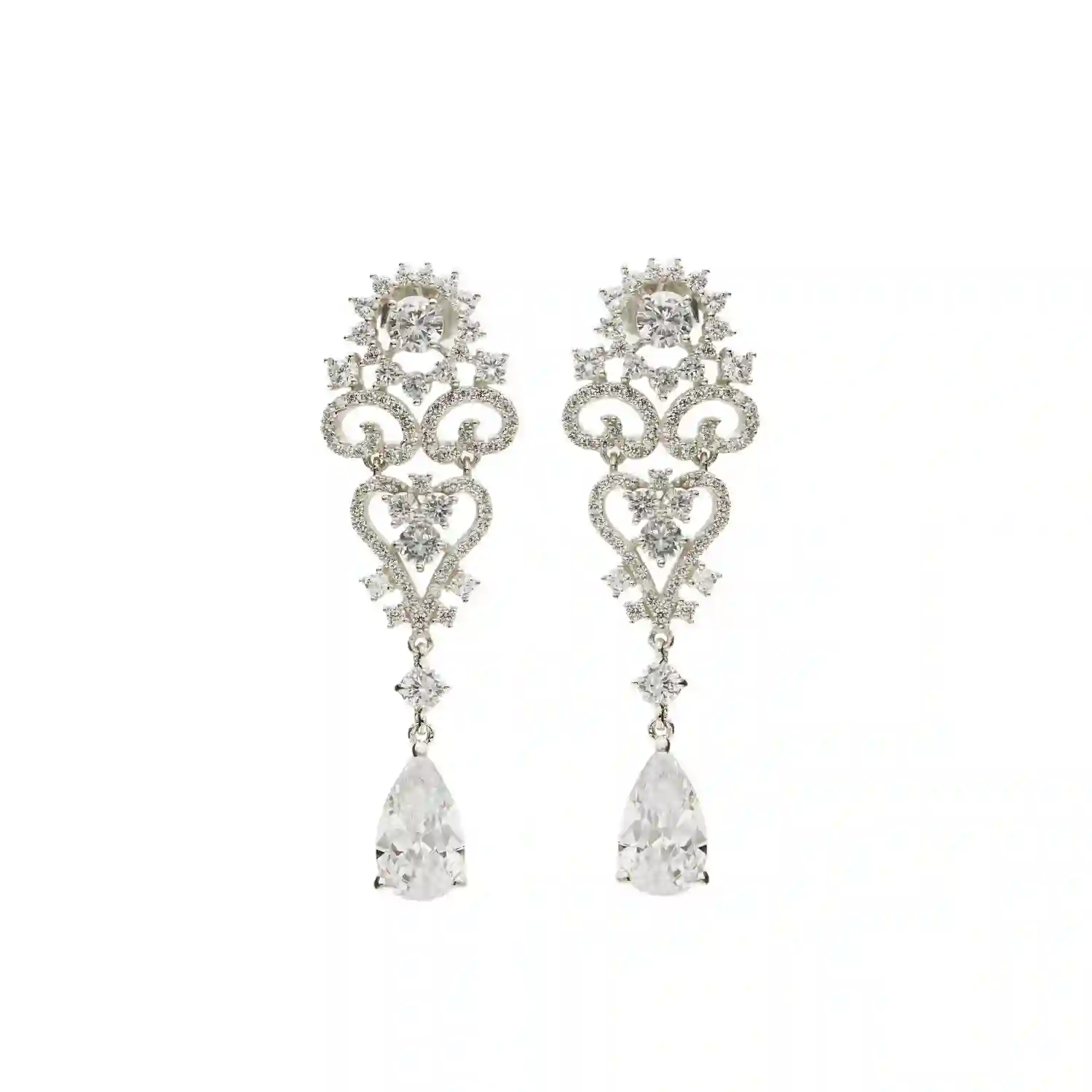 Pendientes Largos Brillantes Lámpara Plata Elegantes Con Lágrima