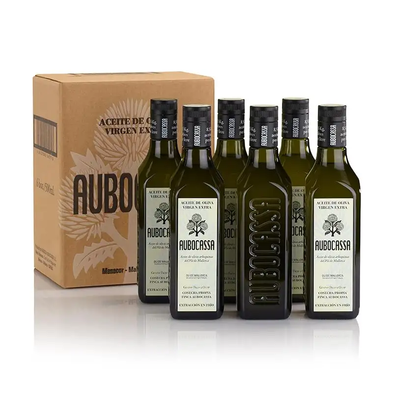 6x Aubocassa Arbequina - Botella de Vidrio 500 ml.