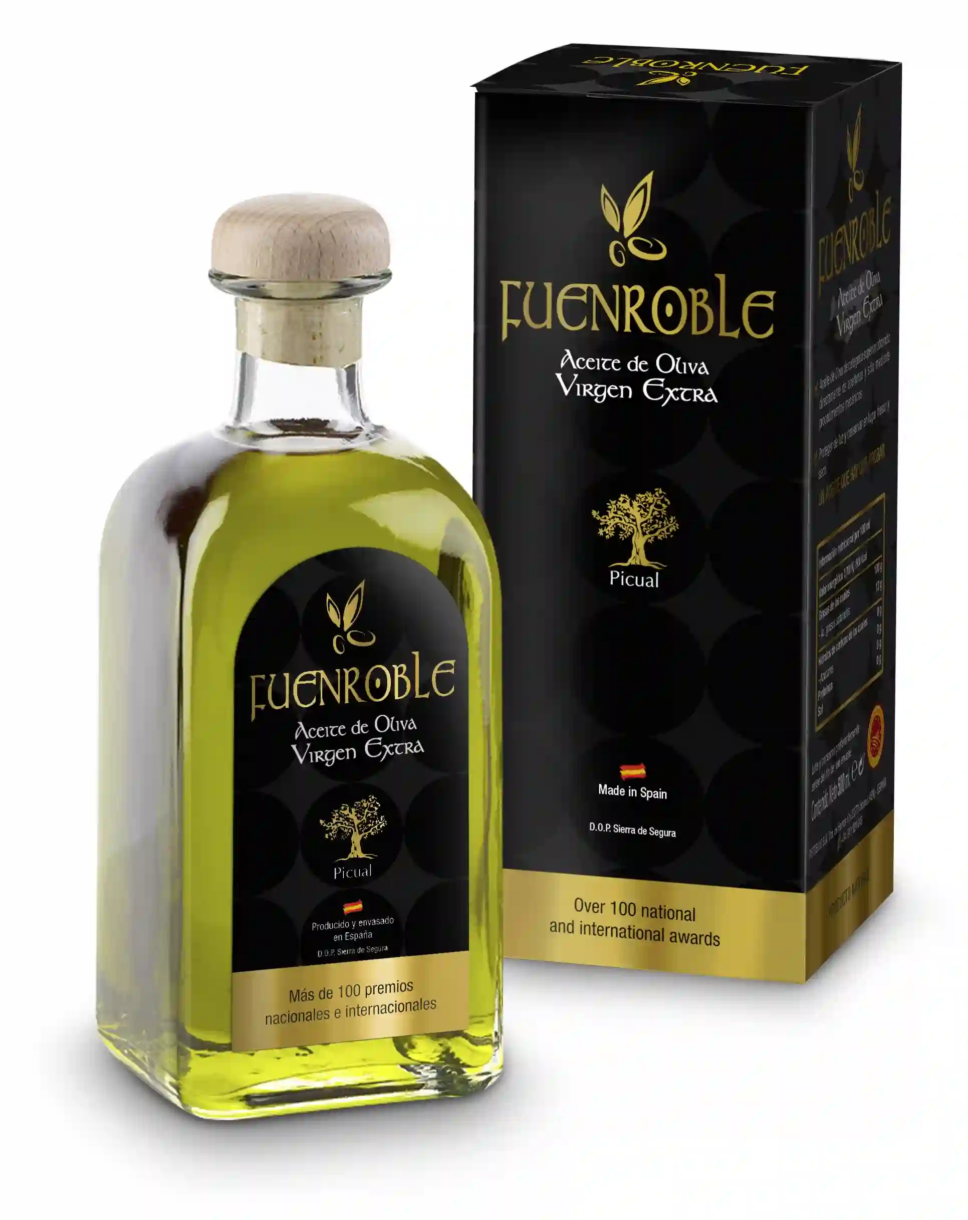 6x FUenroble Picual - Frasca de Vidrio 500 ml Con Estuche