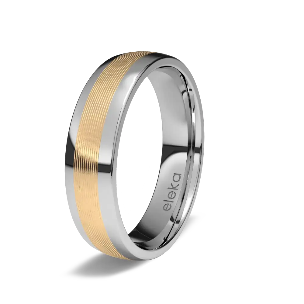 Alianza de boda de Titanio y oro rosa de 18kts con 5,00 mm de ancho .