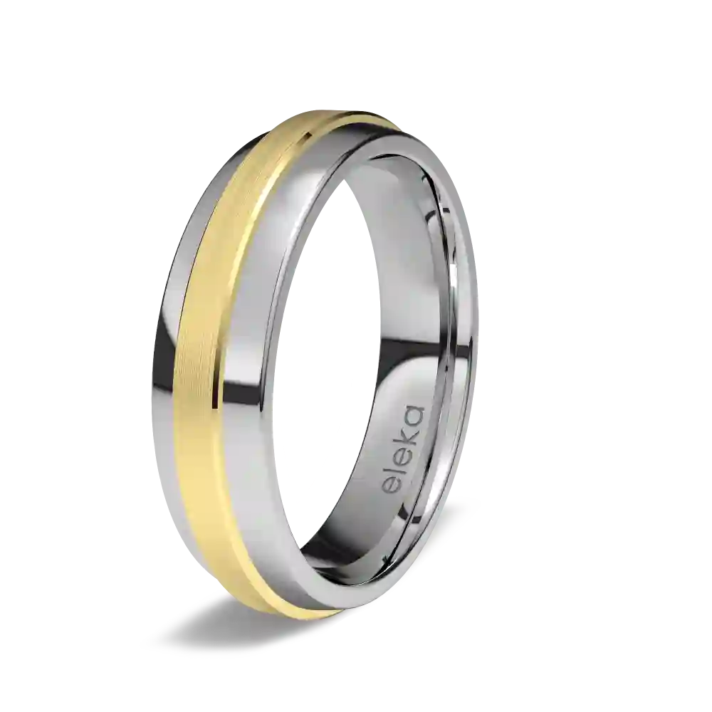 Alianza de Boda de Titanio y Oro Amarillo de 18kts con 5,00 mm de udlo.