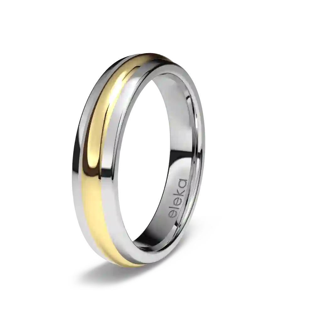 Alianza de Boda de Titanio y Oro Amarillo de 18kts con 4,00 mm de ancho.