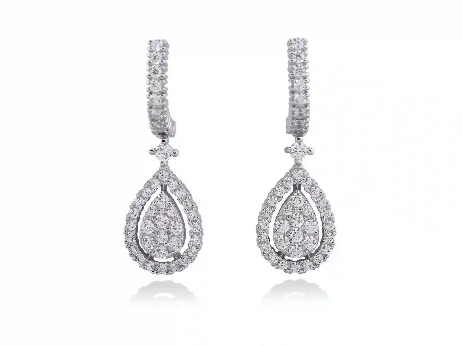Pendientes LAGRIMA novia pavé en plata