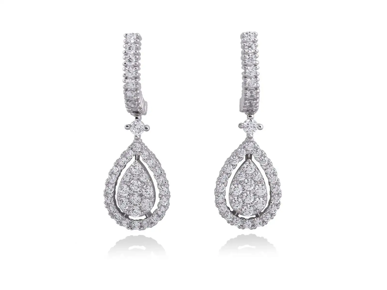 Pendientes LAGRIMA novia pavé en plata