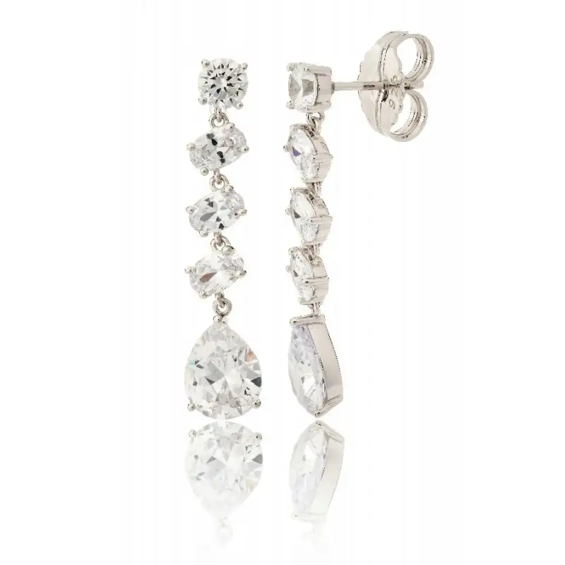 Pendientes para novias en plata con circonita
