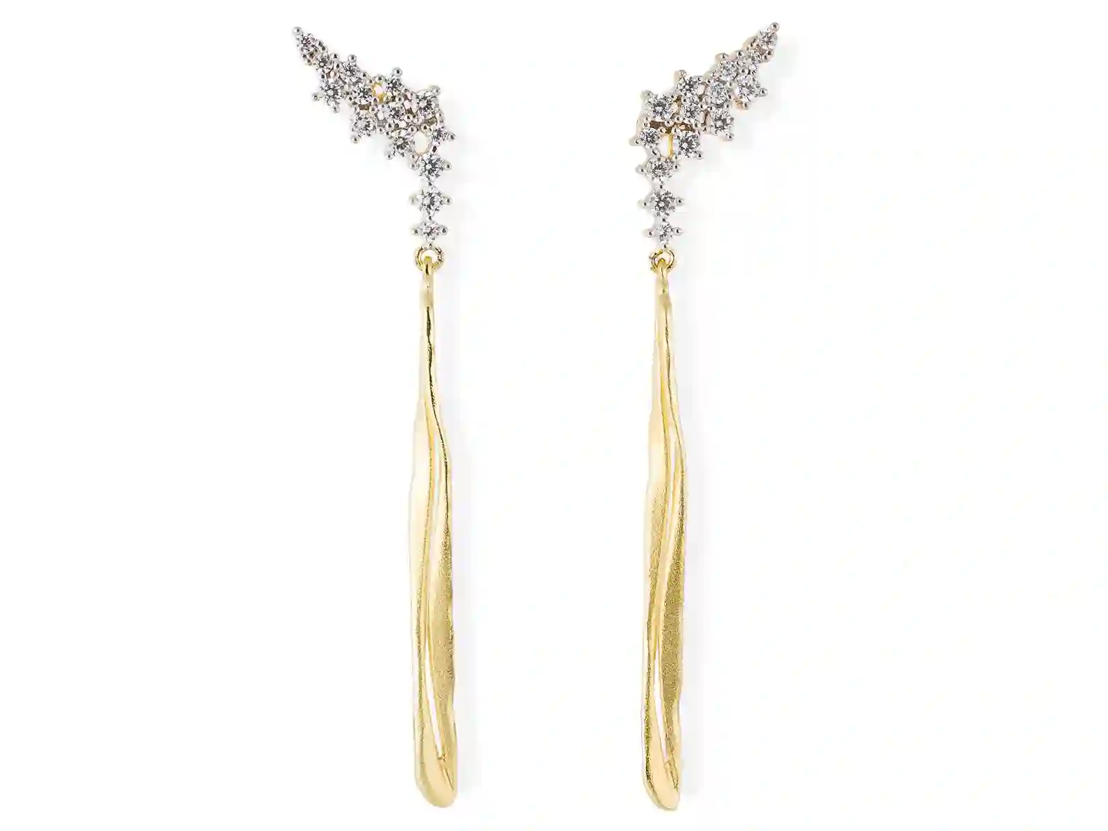 Pendientes novia originales LÍA en plata dorada