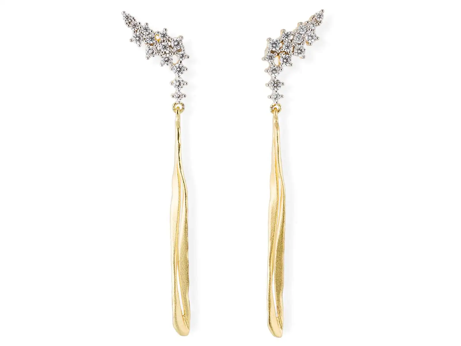 Pendientes novia originales LÍA en plata dorada