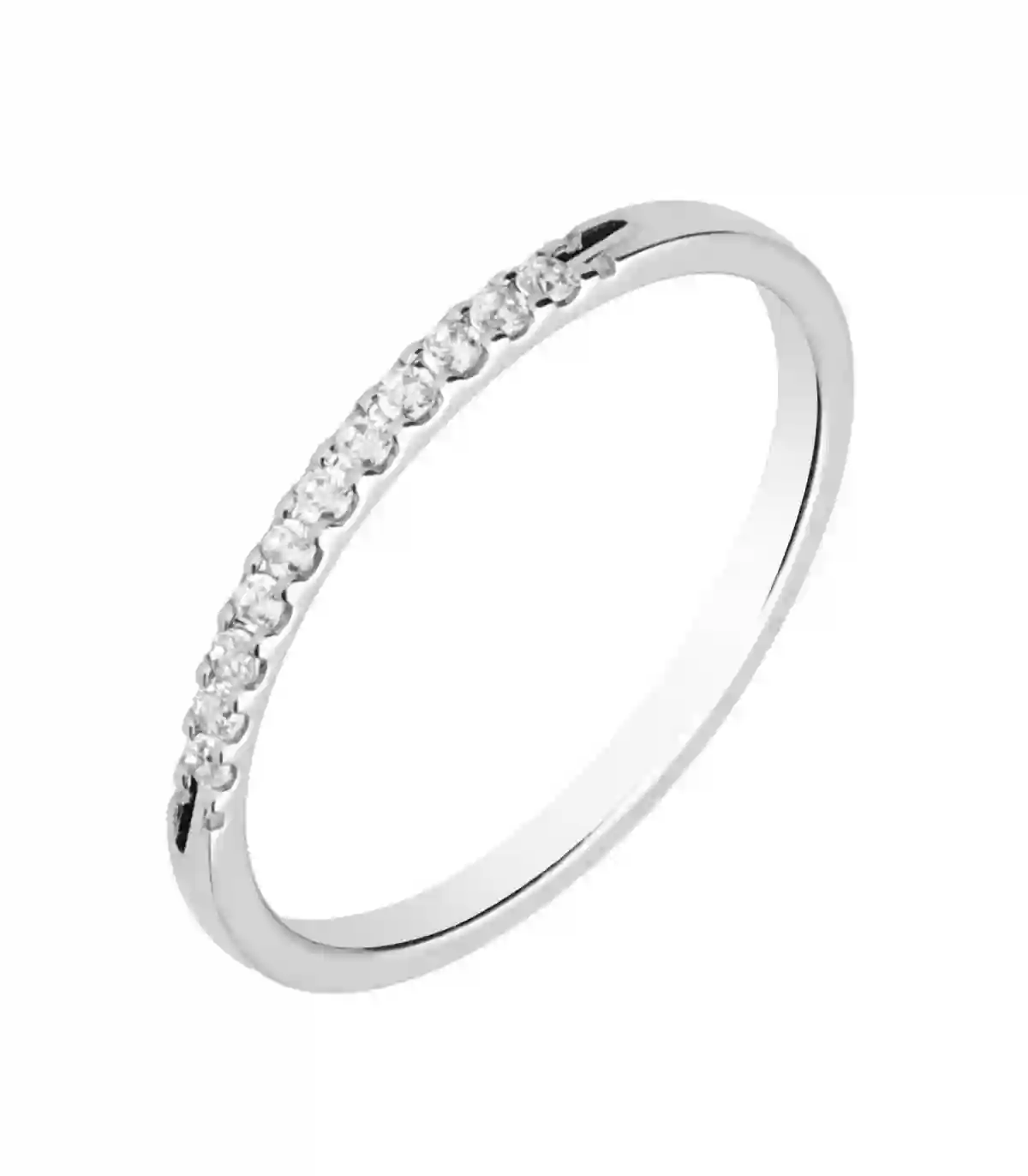 Anillo Compromiso Media Alianza Con 11 Brillantes 0,10CT
