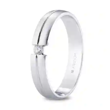 Alianza de Boda Platino Media Caña 4,00 mm Con Diamantes en Tensión