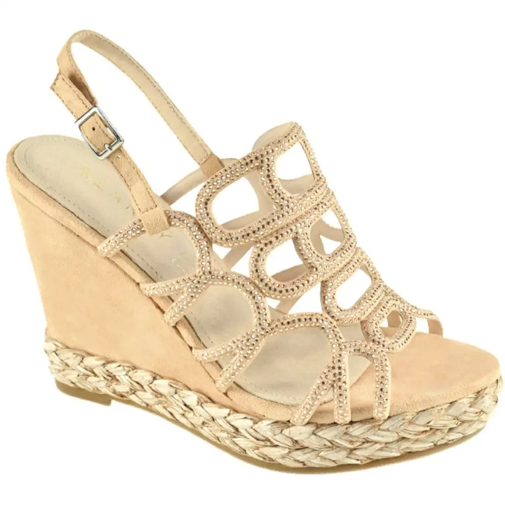 Alpargata cuña Yute Brillantes Strass Azarey