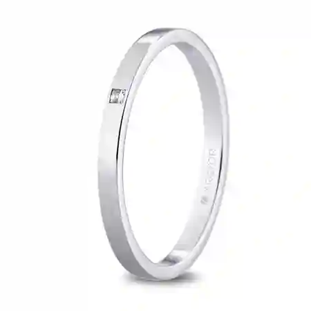 Alianza de Boda Plana Plana 2,00 mm Con Diamante