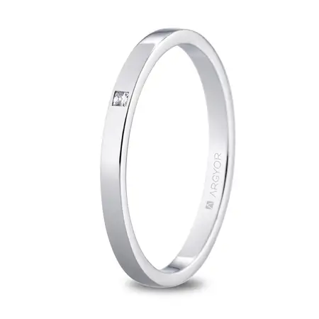 Alianza de Boda Plana Plana 2,00 mm Con Diamante