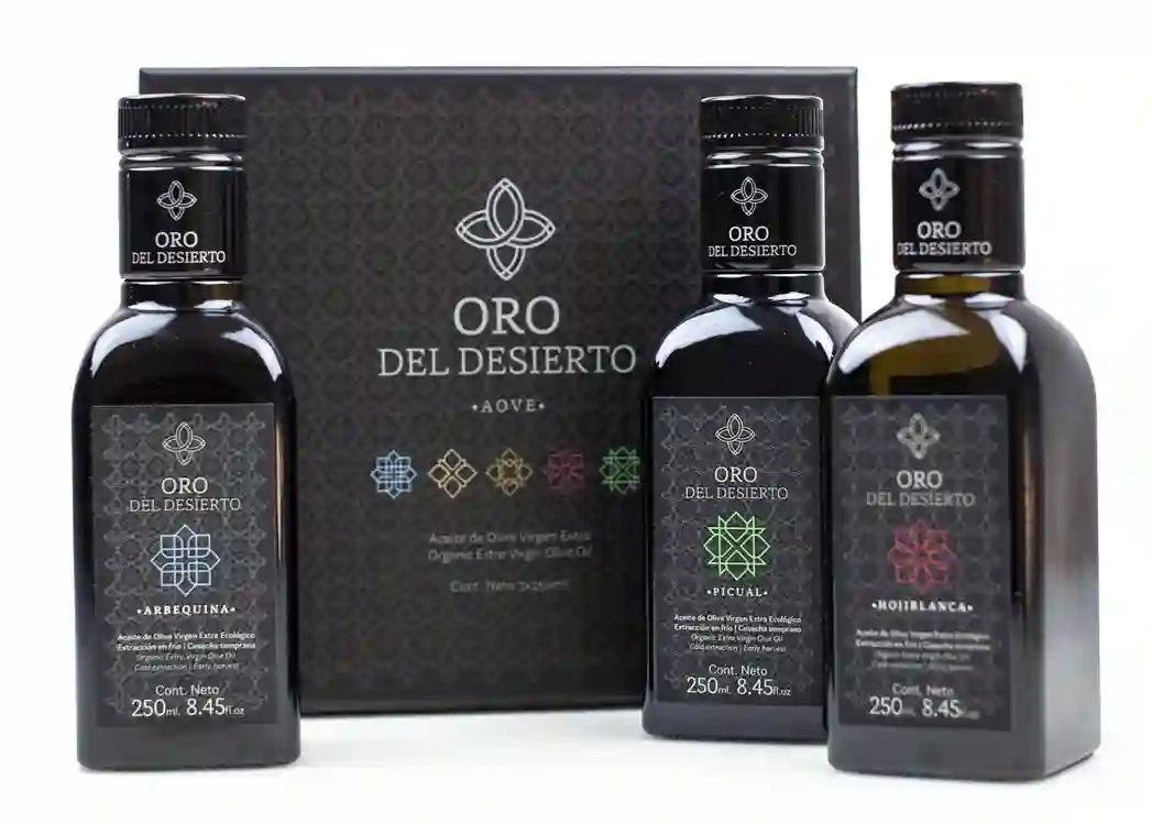 10x Oro del Desierto Estuche Regalo - 3 Frascas de Vidrio 250 ml.